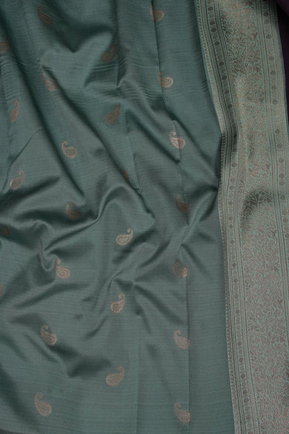 Deep Purple Semi Silk Saree with Sea Green Zari Border