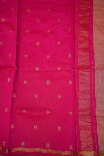 Maheshwari Silk Cotton Saree | Peach With Pink