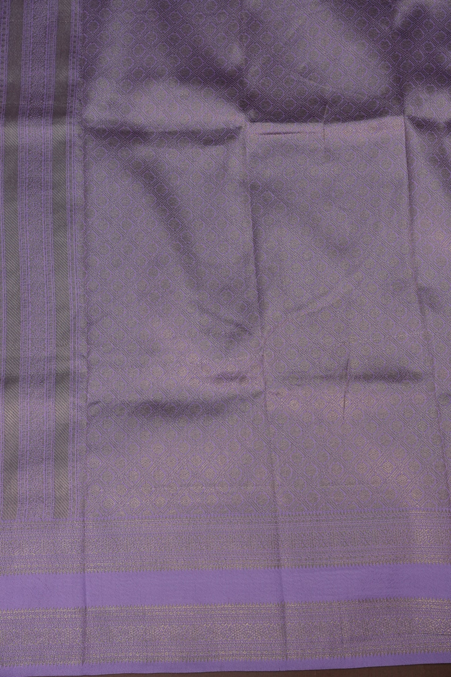Rust Semi Silk Saree with Lavender Zari Border