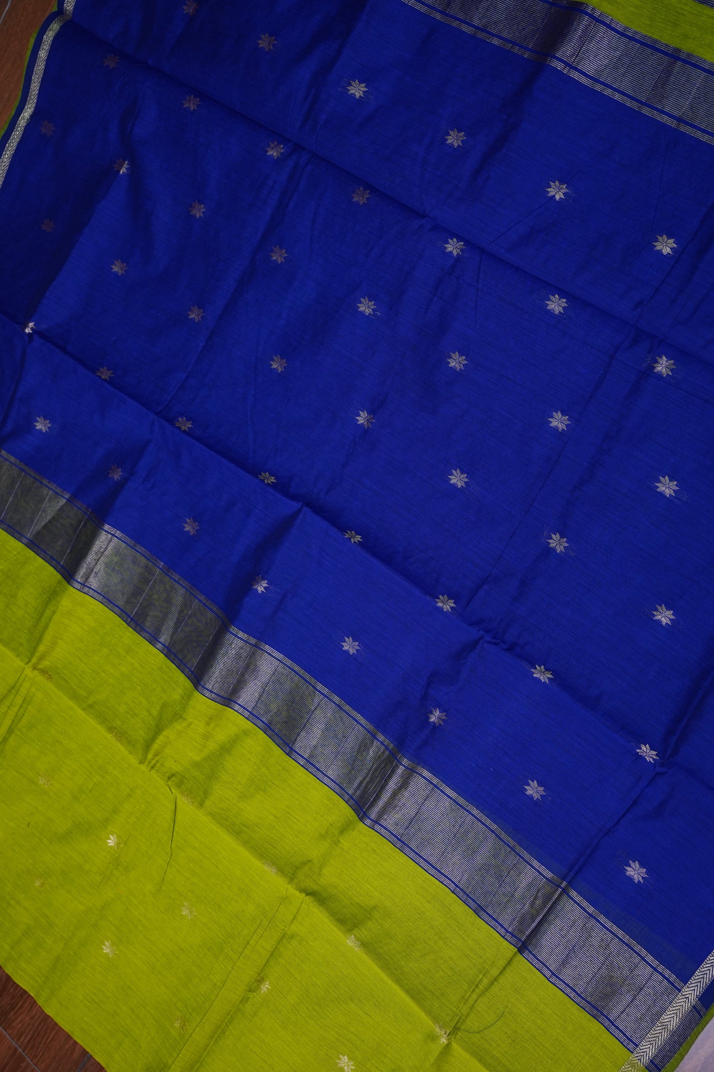 Maheshwari Silk Cotton Saree | Mustard With Red