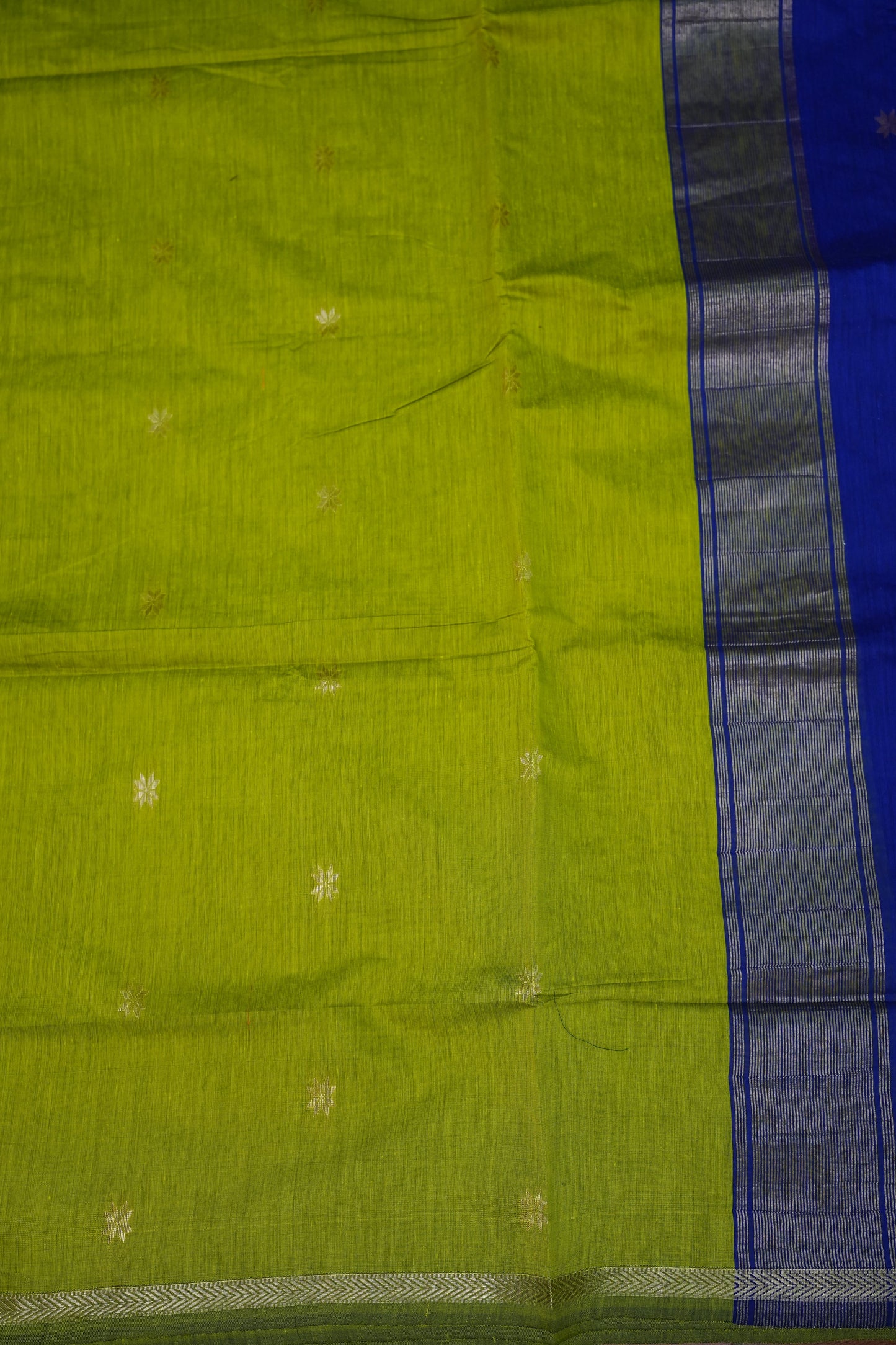 Maheshwari Silk Cotton Saree | Mustard With Red