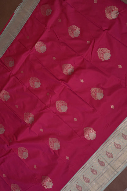 Pink Semi Silk Saree with Ice Blue Zari Border