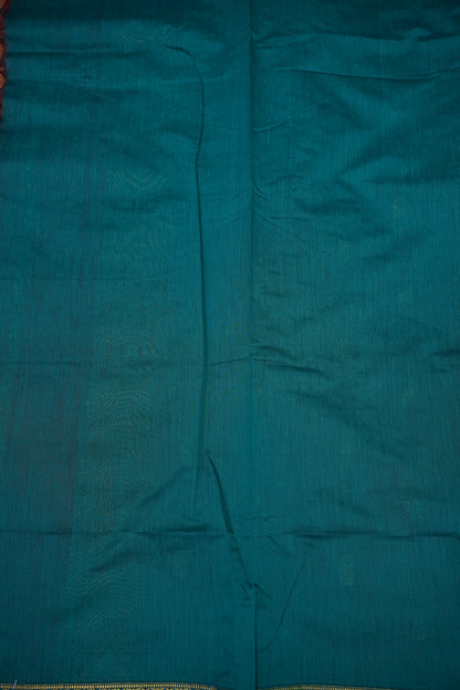 Maheshwari Silk Cotton Saree | Red with Turquoise Blue