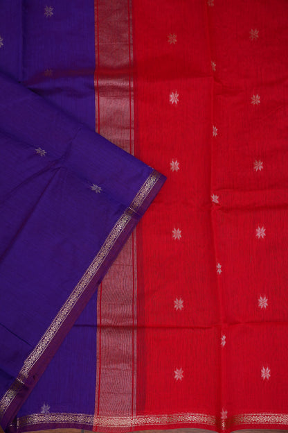 Maheshwari Silk Cotton Saree | Red with Purple