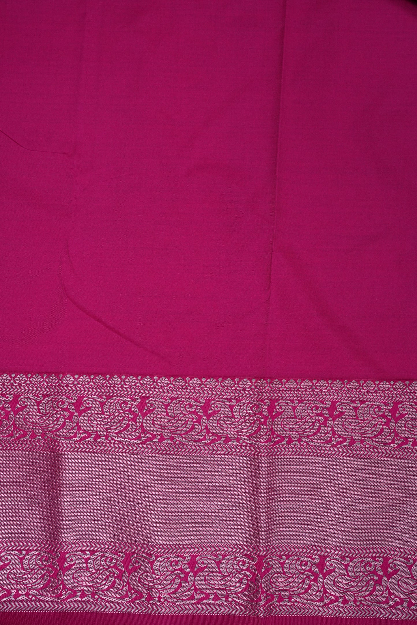 Kanchivaram Semi Silk Saree - Wine with Pink Korvai Border
