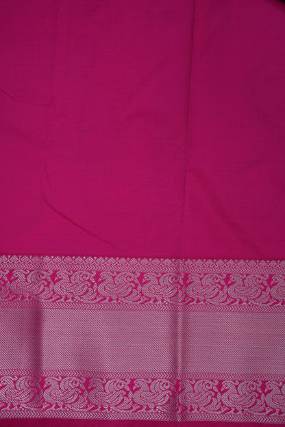 Kanchivaram Semi Silk Saree - Wine with Pink Korvai Border