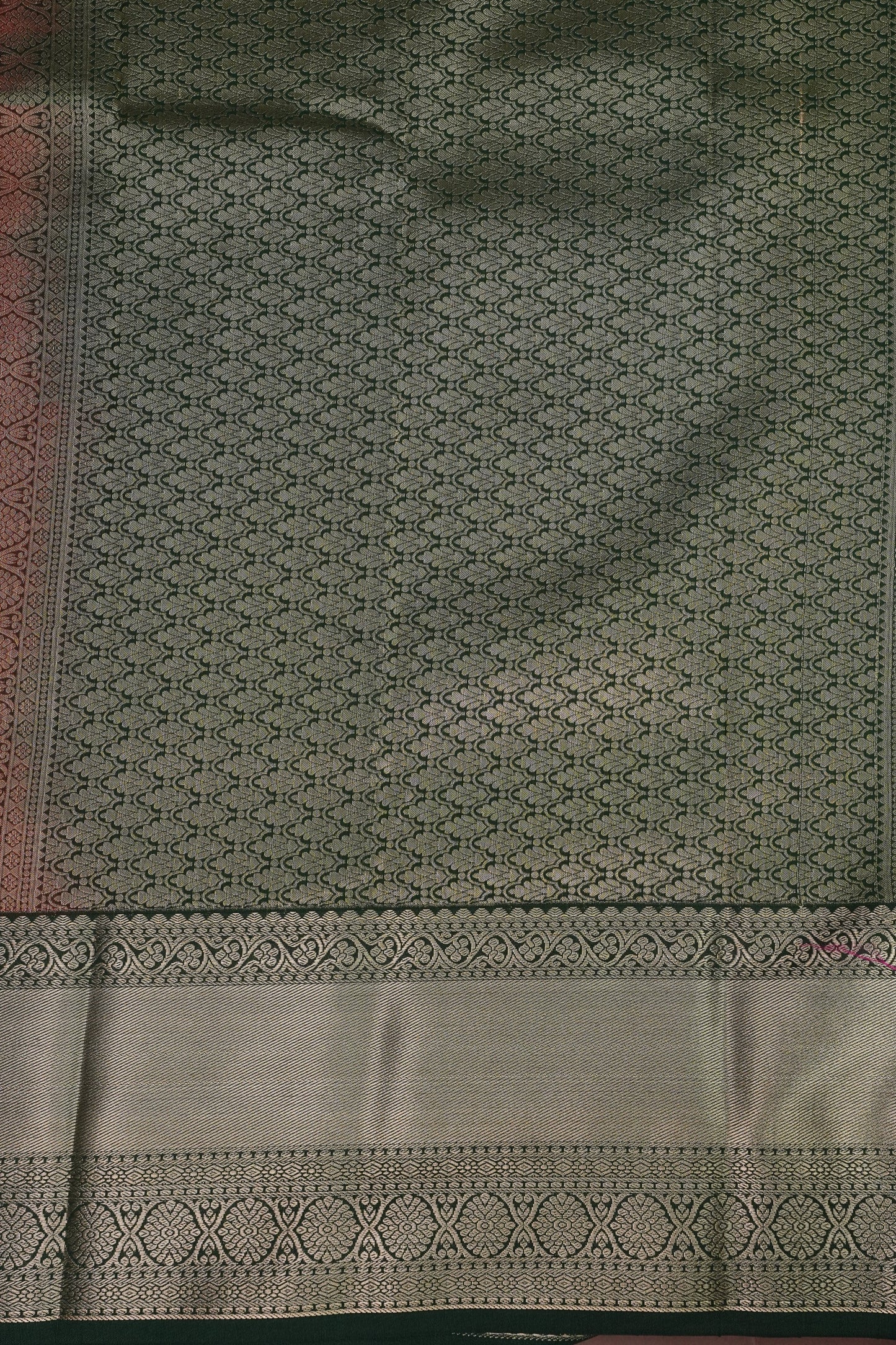 Kanchivaram Semi Silk Saree - Maroon with Emerald Green