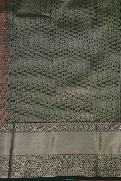 Kanchivaram Semi Silk Saree - Maroon with Emerald Green