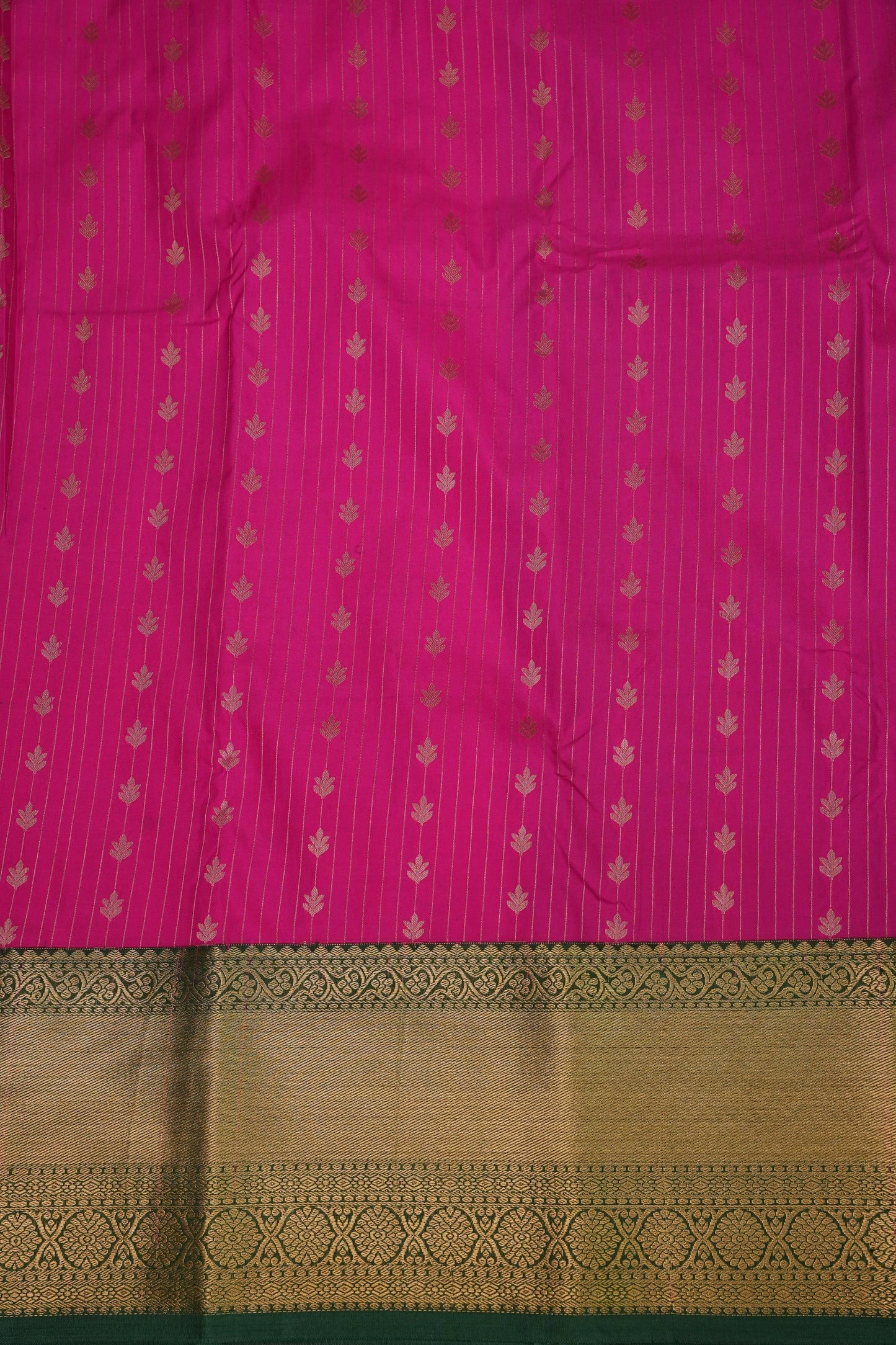 Kanchivaram Semi Silk Saree - Pink with Emerald Green