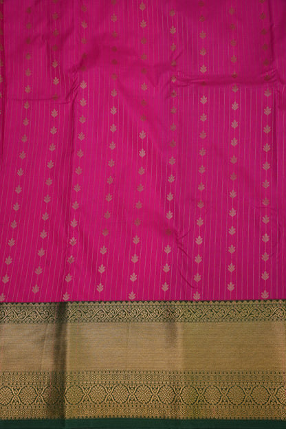 Kanchivaram Semi Silk Saree - Pink with Emerald Green