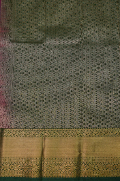 Kanchivaram Semi Silk Saree - Pink with Emerald Green