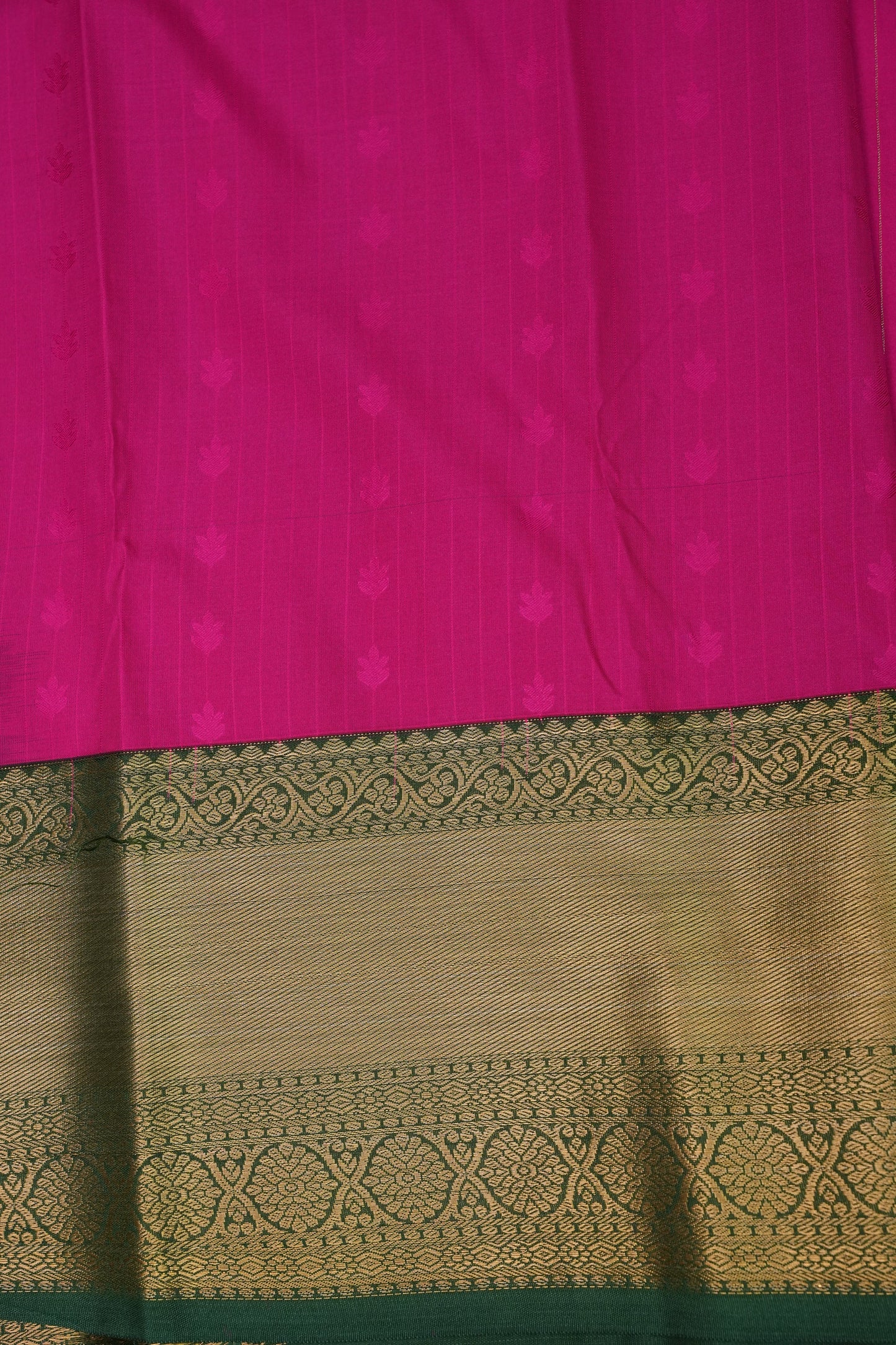 Kanchivaram Semi Silk Saree - Pink with Emerald Green