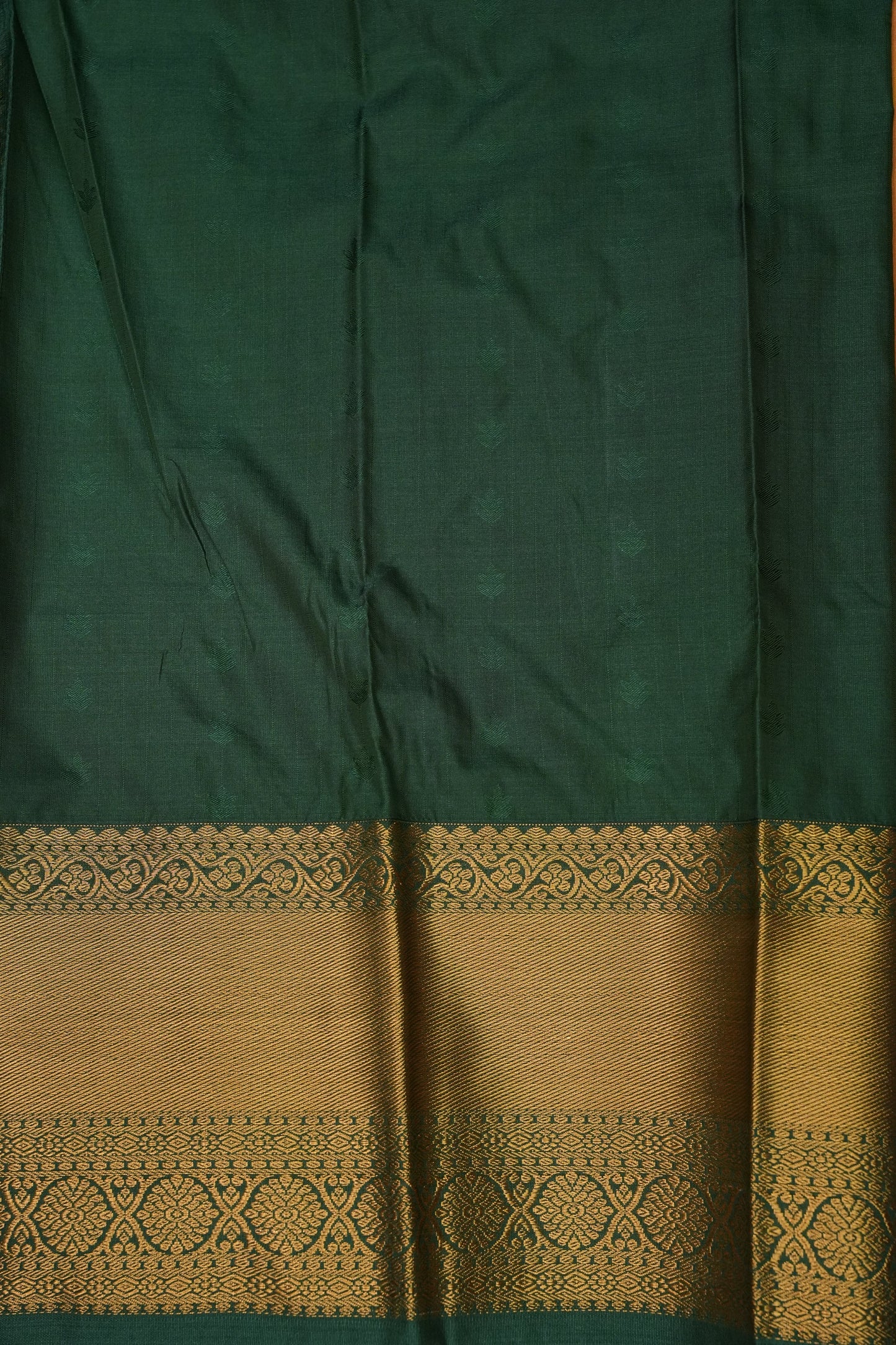 Kanchivaram Semi Silk Saree - Mustard Yellow with Emerald Green