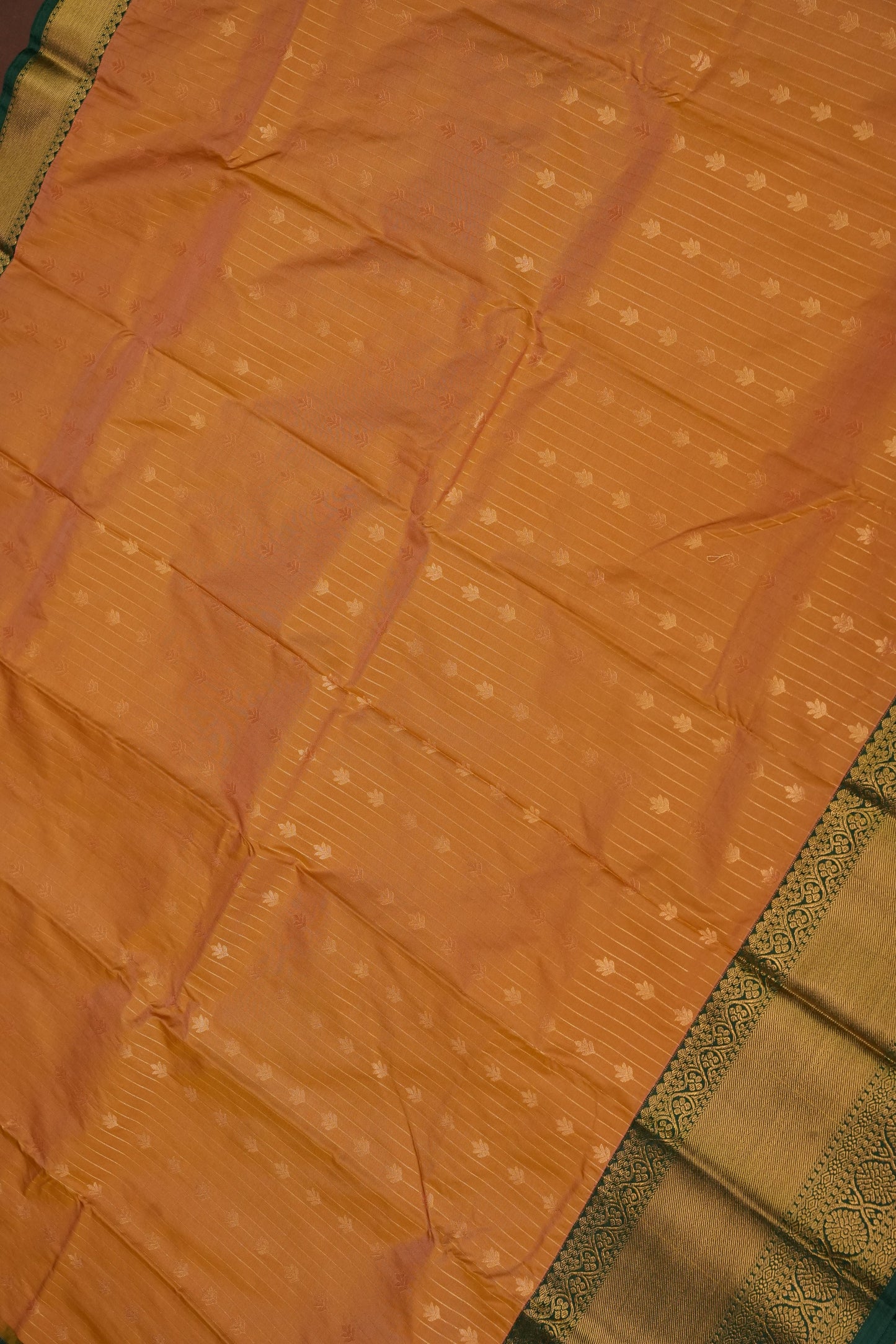 Kanchivaram Semi Silk Saree - Mustard Yellow with Emerald Green