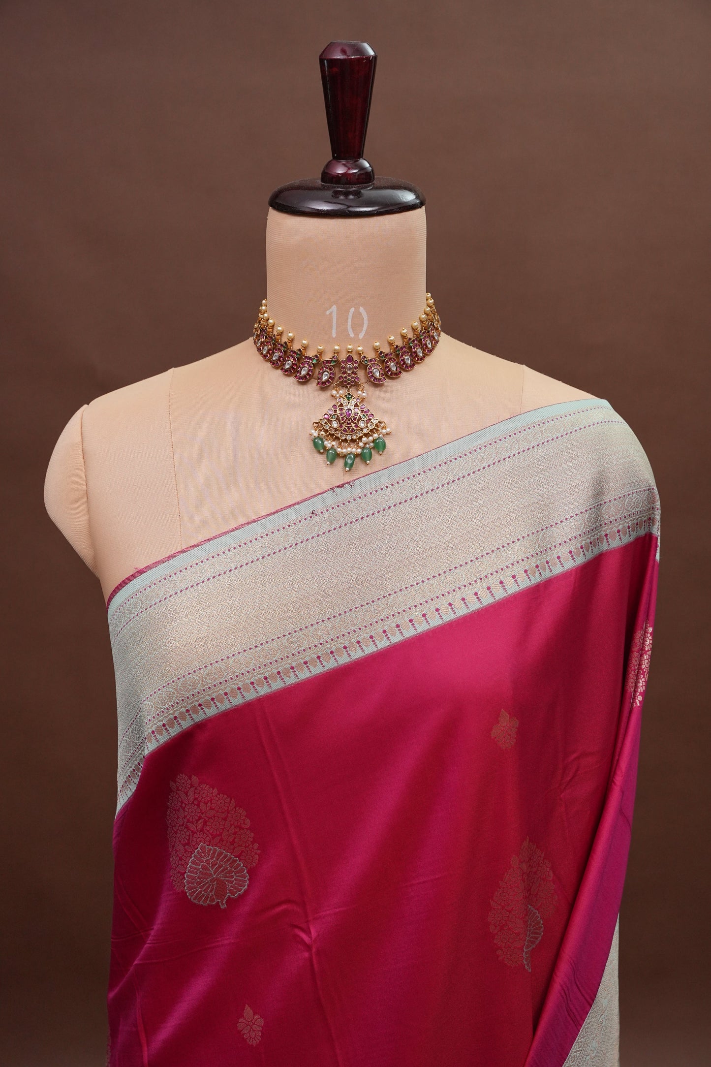 Pink Semi Silk Saree with Ice Blue Zari Border