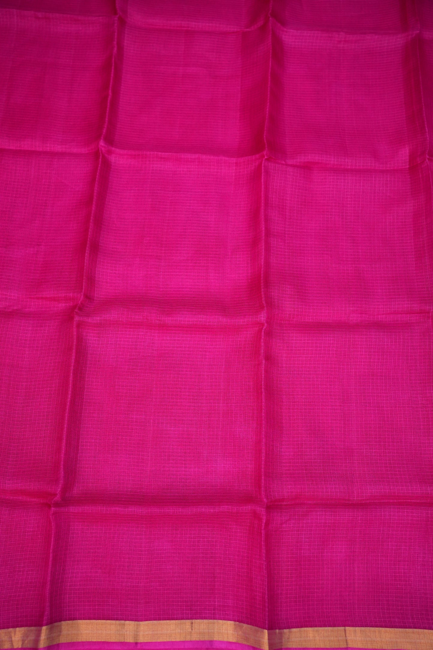 Silk Kota Plain Saree - Hot Pink