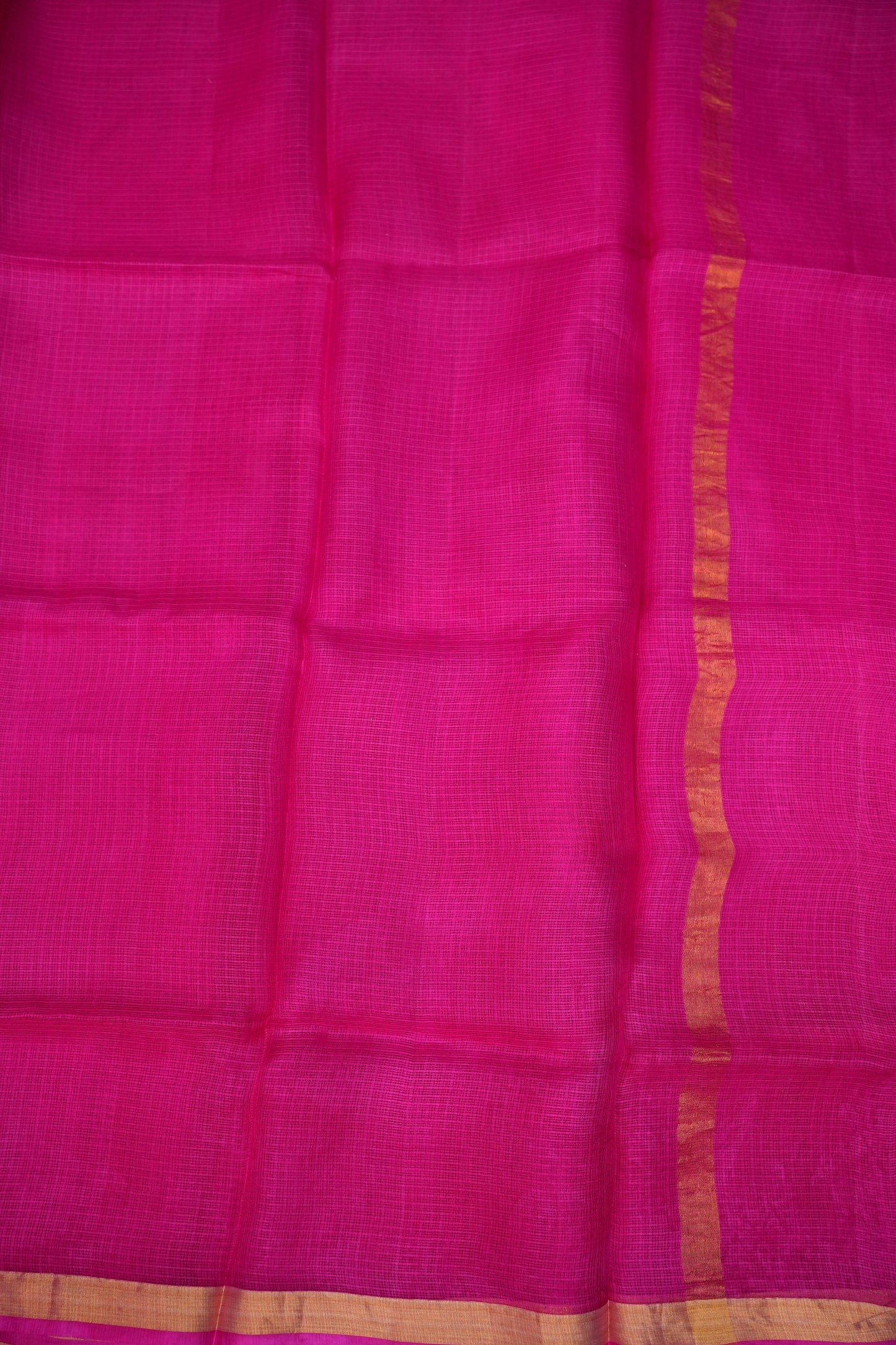 Silk Kota Plain Saree - Hot Pink