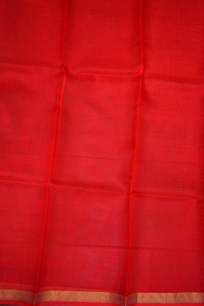 Silk Kota Plain Saree - Bright Red