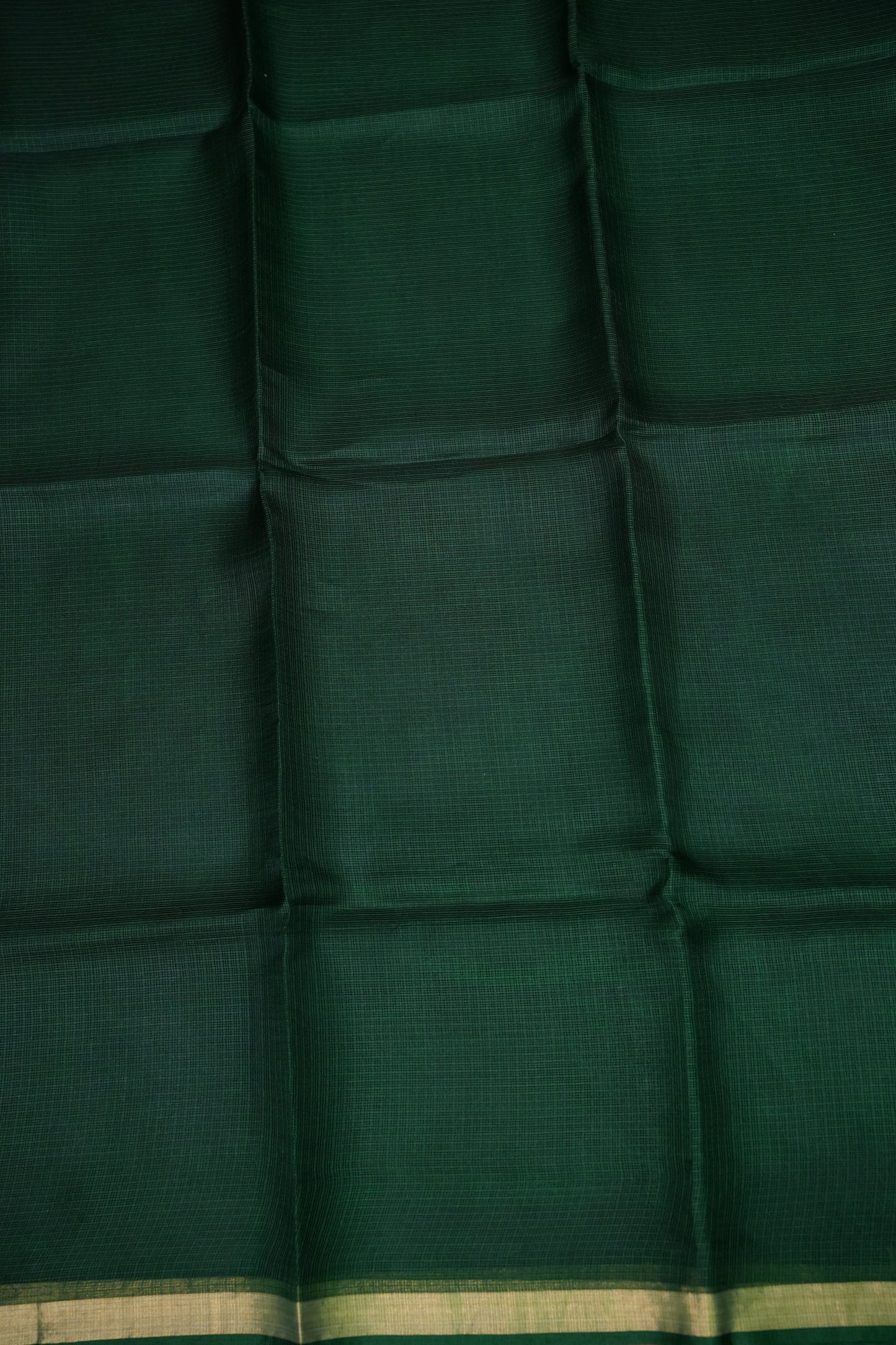 Silk Kota Plain Saree - Bottle Green