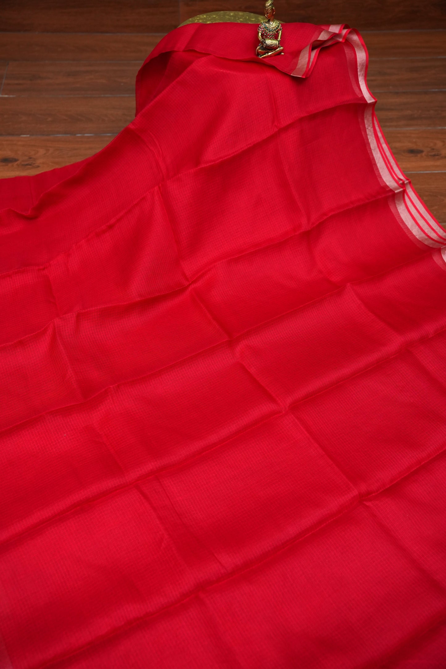 Silk Kota Plain Saree - Red