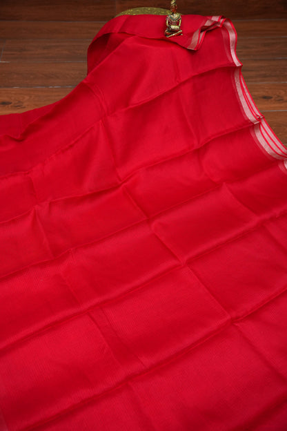 Silk Kota Plain Saree - Red