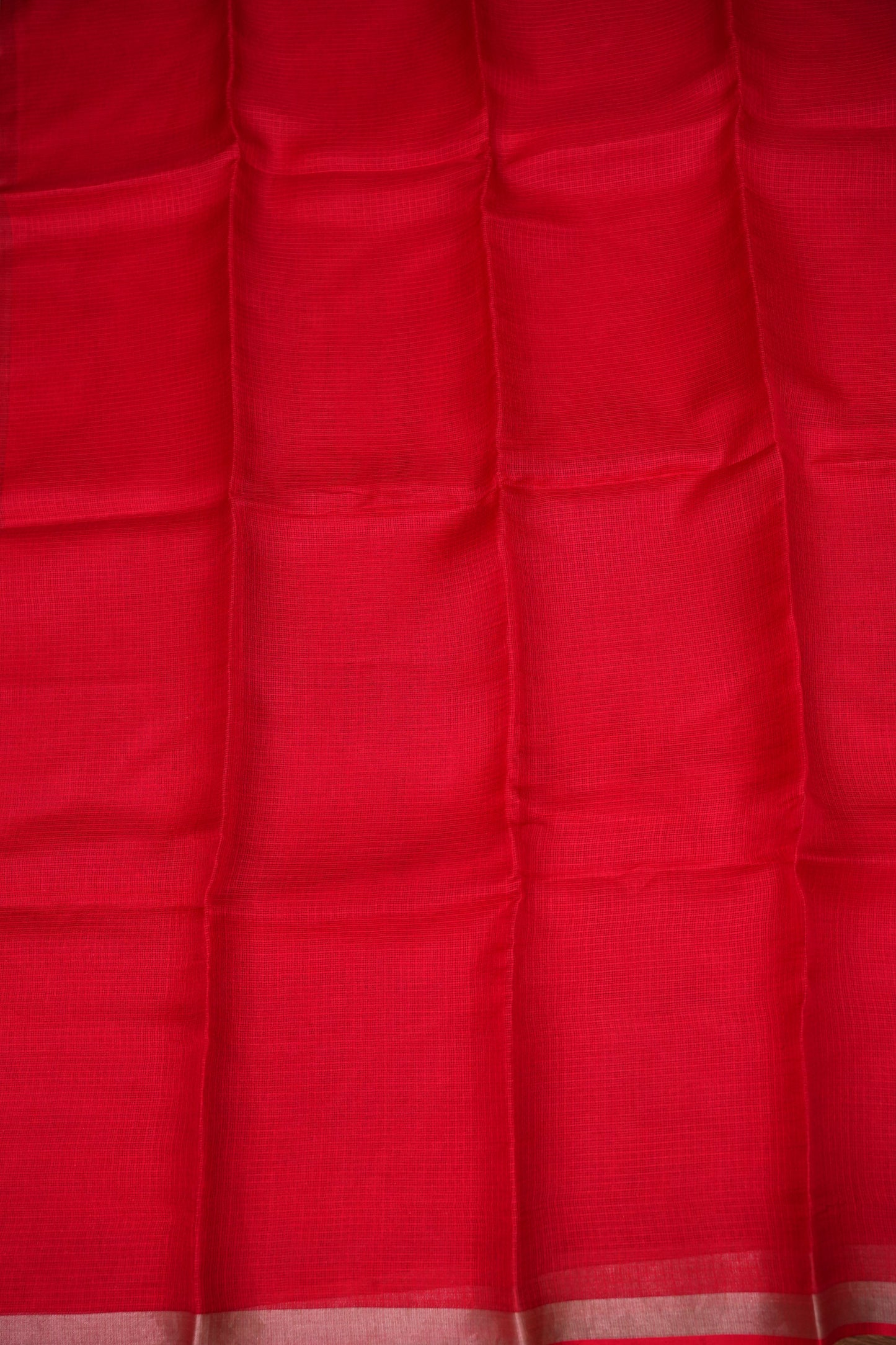 Silk Kota Plain Saree - Red