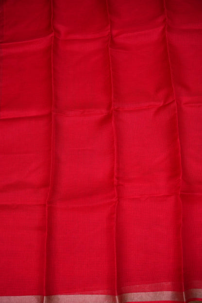 Silk Kota Plain Saree - Red
