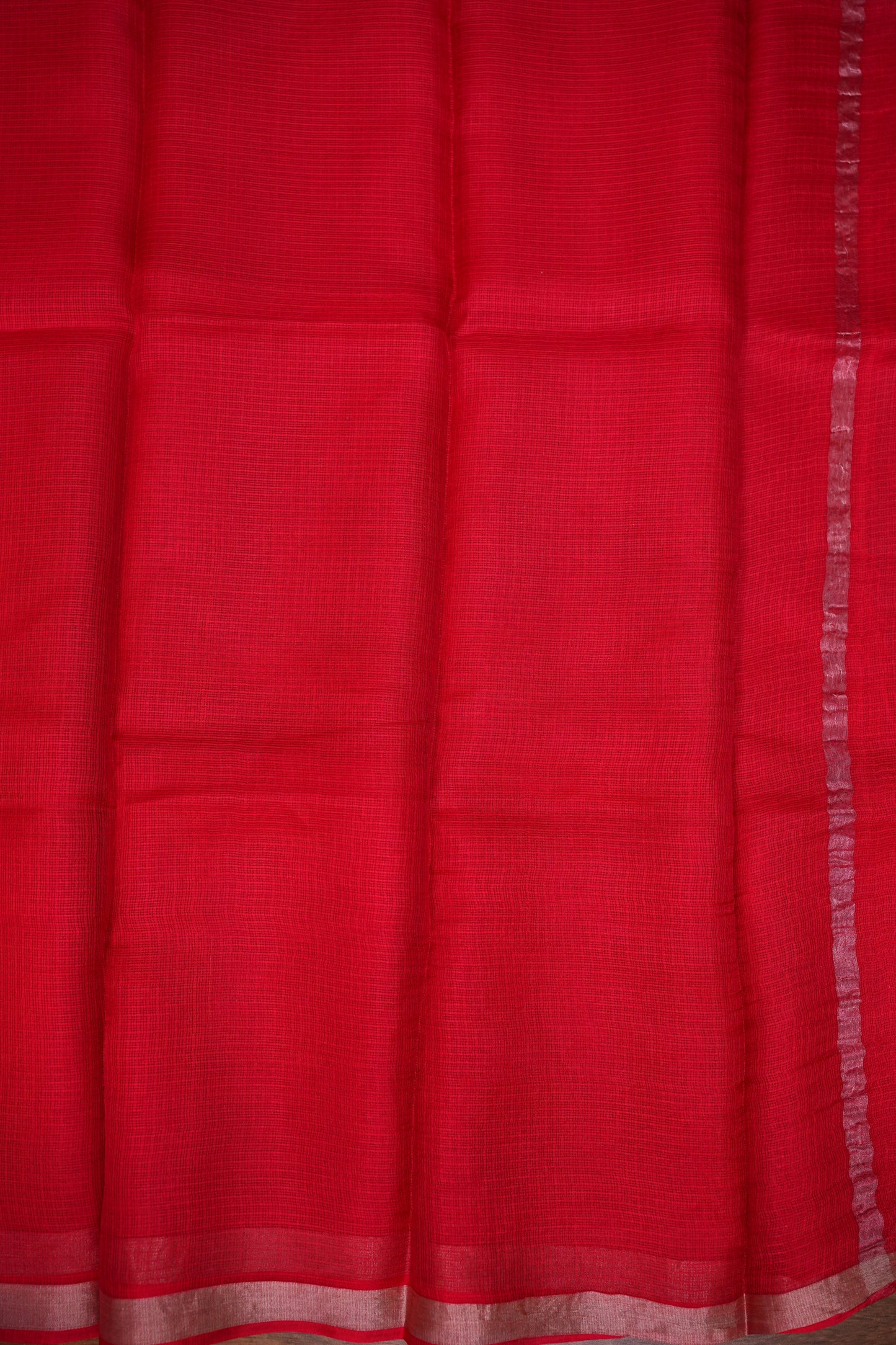 Silk Kota Plain Saree - Red
