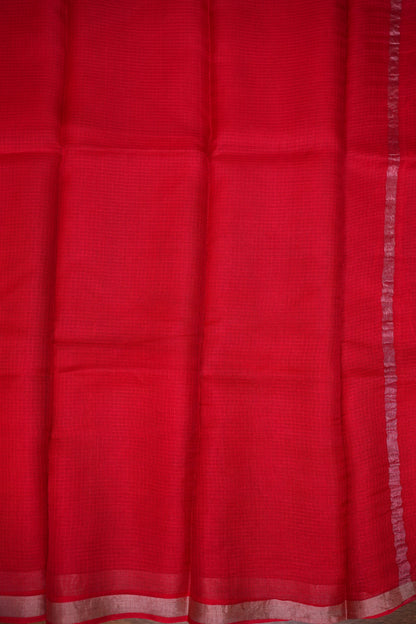 Silk Kota Plain Saree - Red