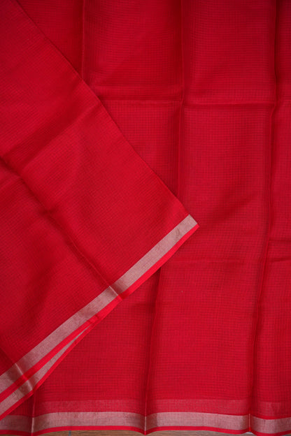 Silk Kota Plain Saree - Red