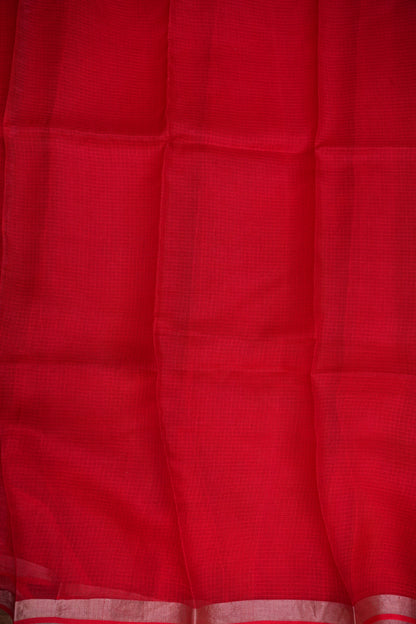 Silk Kota Plain Saree - Red