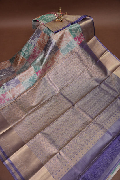 Digital Printed Semi Silk Saree - Pastel Nude