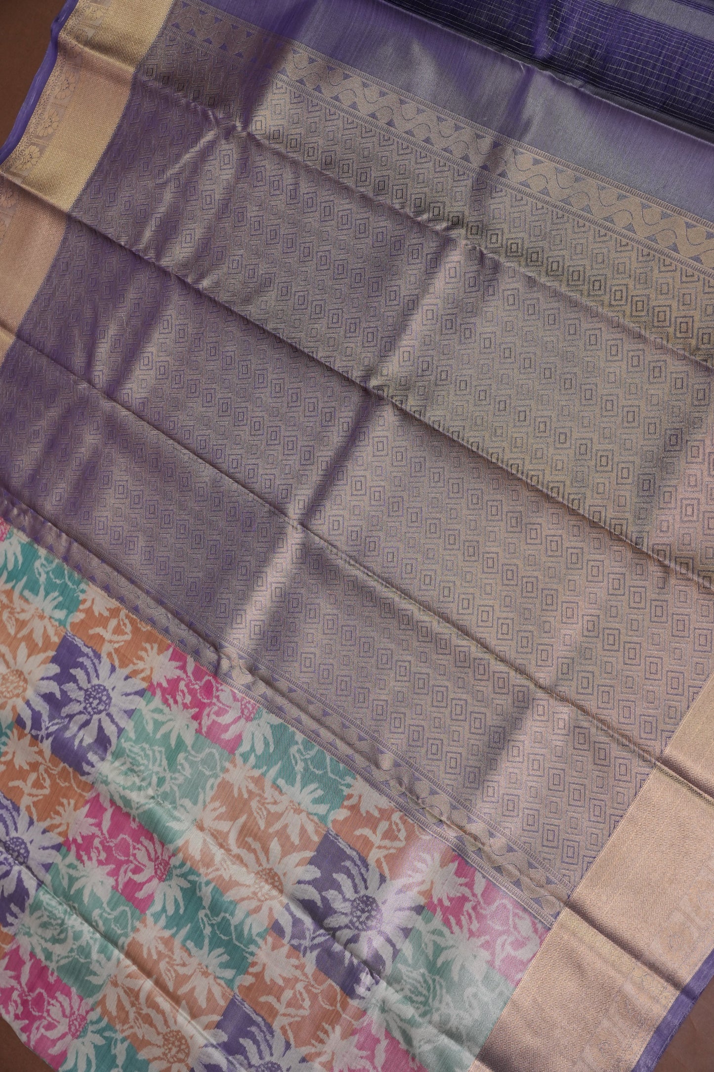 Digital Printed Semi Silk Saree - Pastel Nude