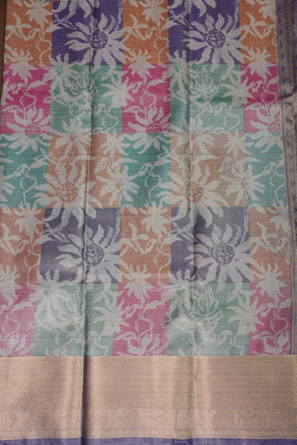 Digital Printed Semi Silk Saree - Pastel Nude