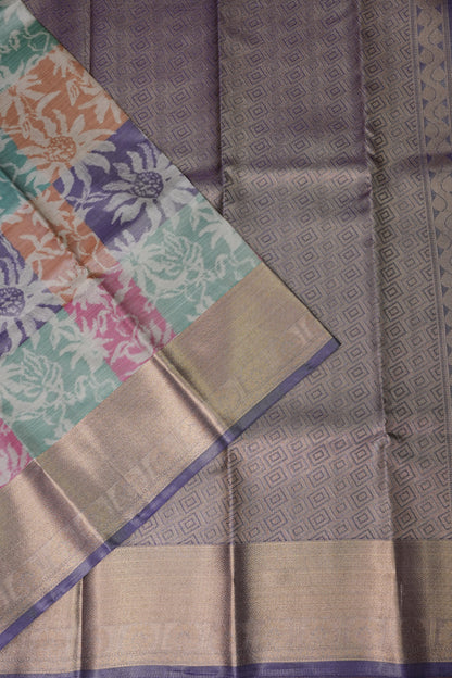 Digital Printed Semi Silk Saree - Pastel Nude