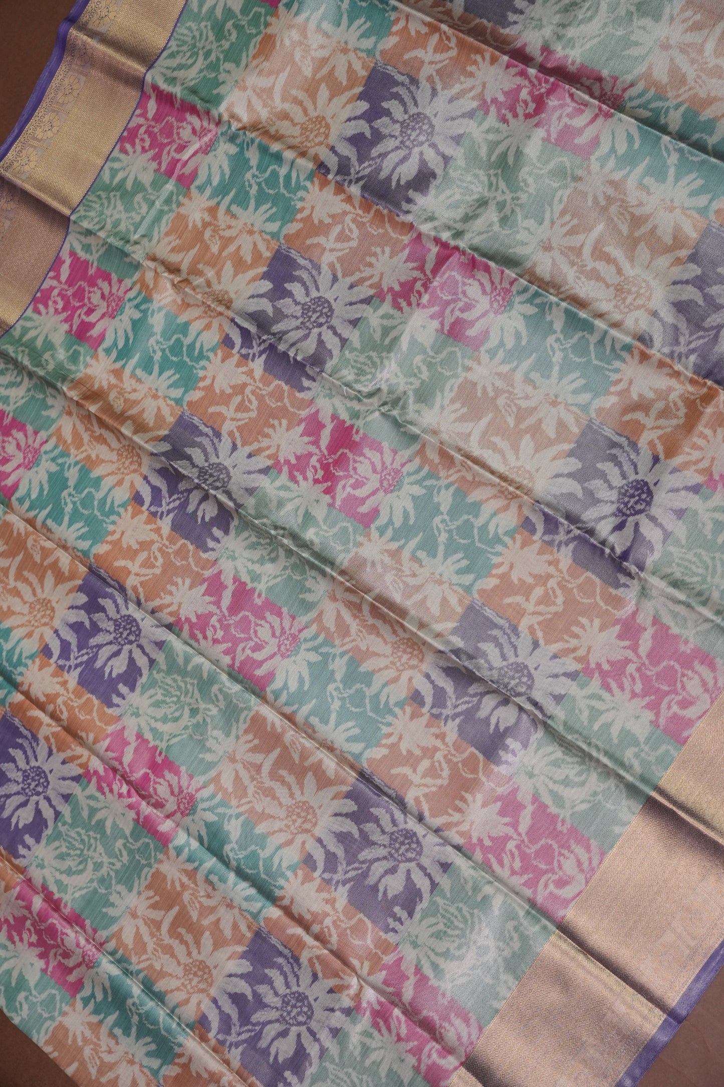 Digital Printed Semi Silk Saree - Pastel Nude