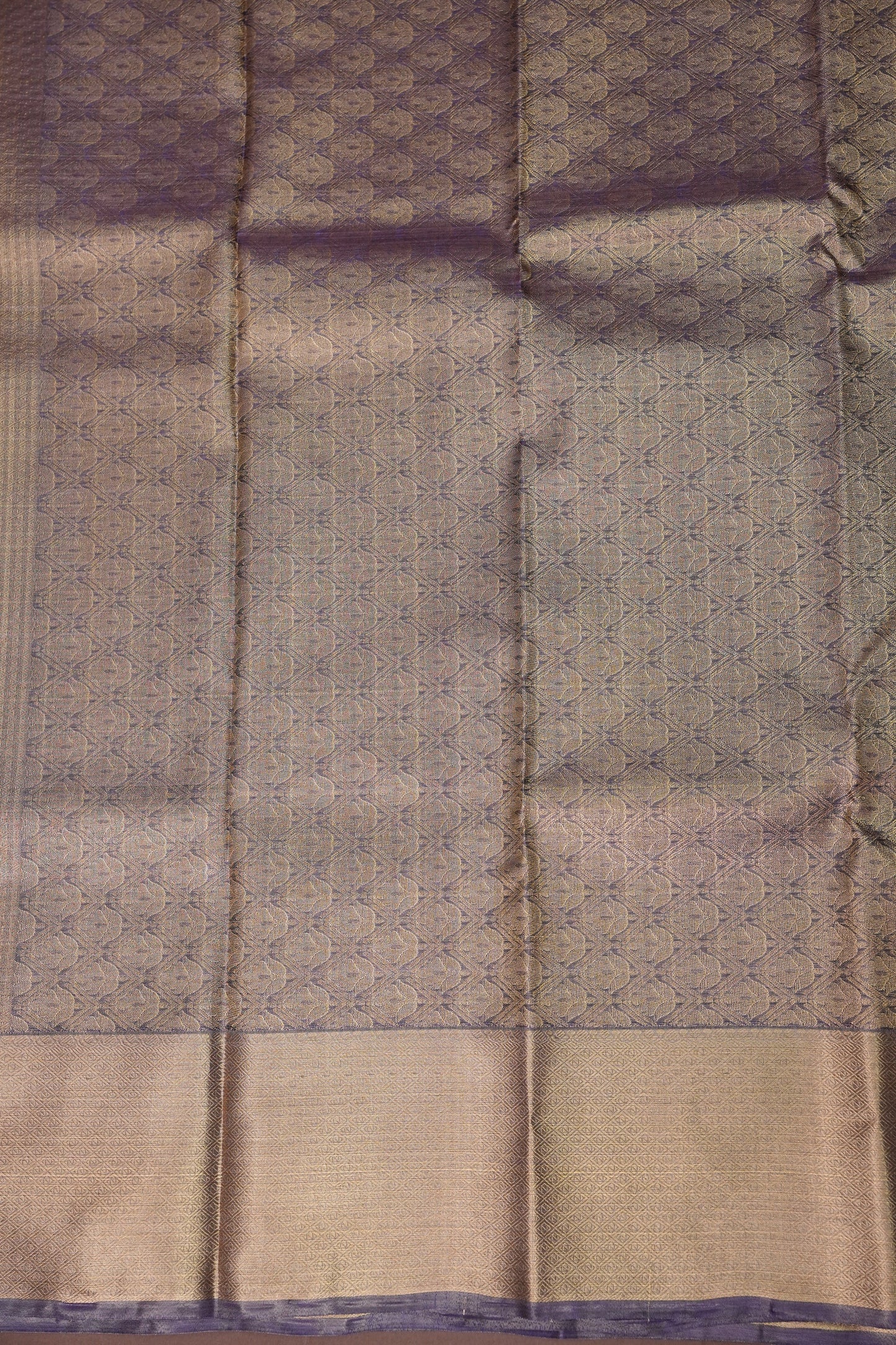 Digital Printed Semi Silk Saree - Muted Lavender Grey with Lime Yellow