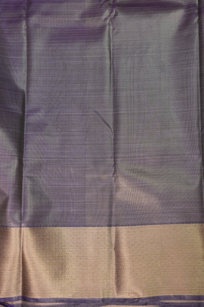 Digital Printed Semi Silk Saree - Muted Lavender Grey with Lime Yellow
