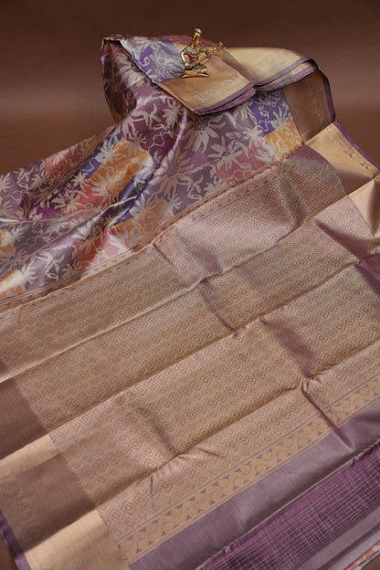 Digital Printed Semi Silk Saree - Pastel Multicolour