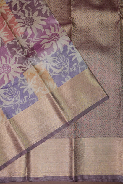 Digital Printed Semi Silk Saree - Pastel Multicolour