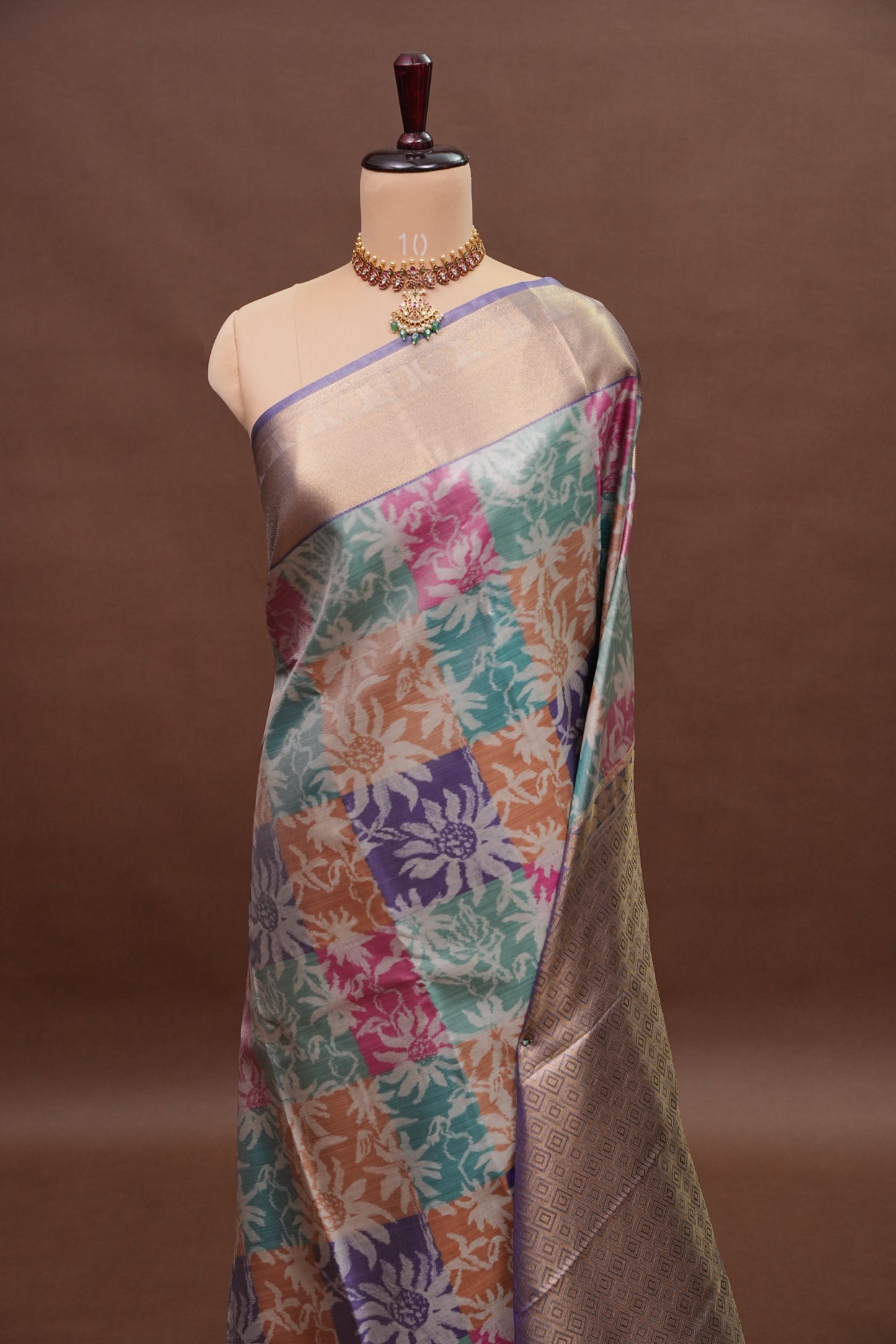 Digital Printed Semi Silk Saree - Pastel Nude