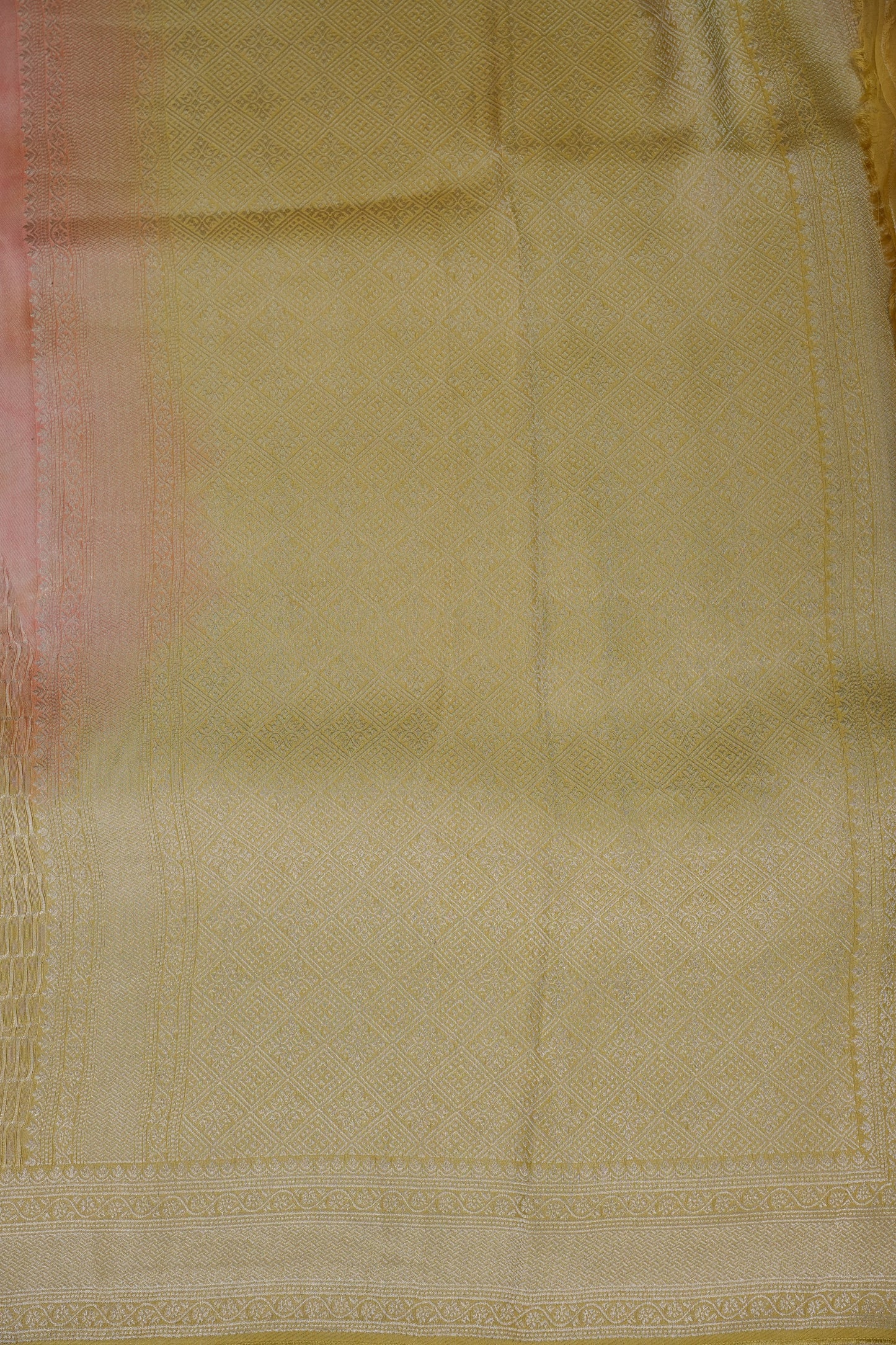 Soft Banarasi Silk Saree - Peach and Green
