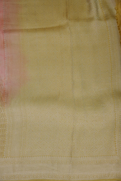 Soft Banarasi Silk Saree - Peach and Green
