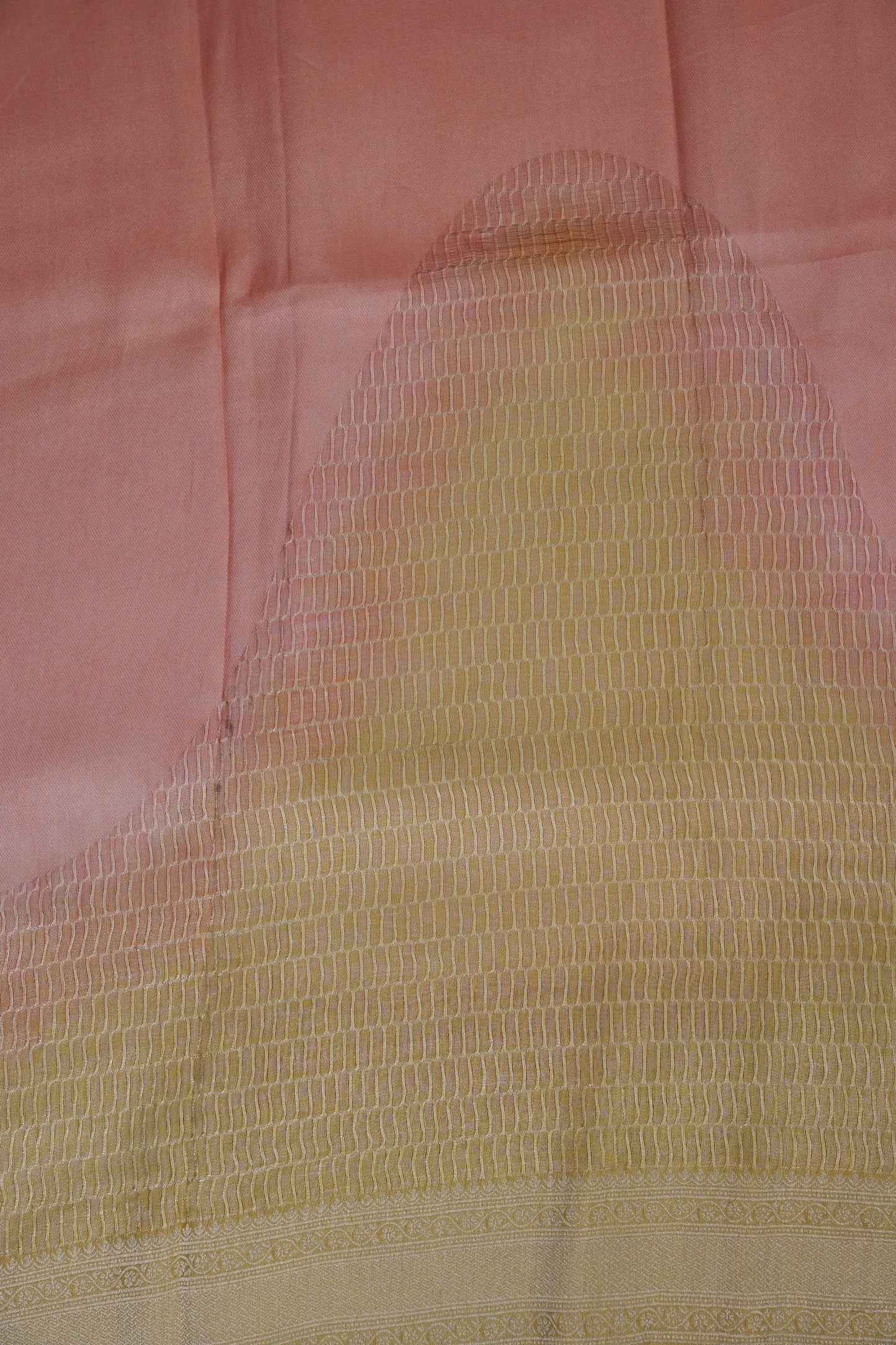 Soft Banarasi Silk Saree - Peach and Green