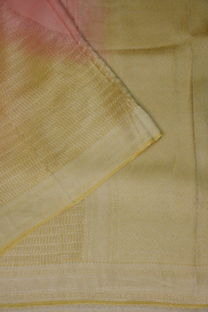 Soft Banarasi Silk Saree - Peach and Green