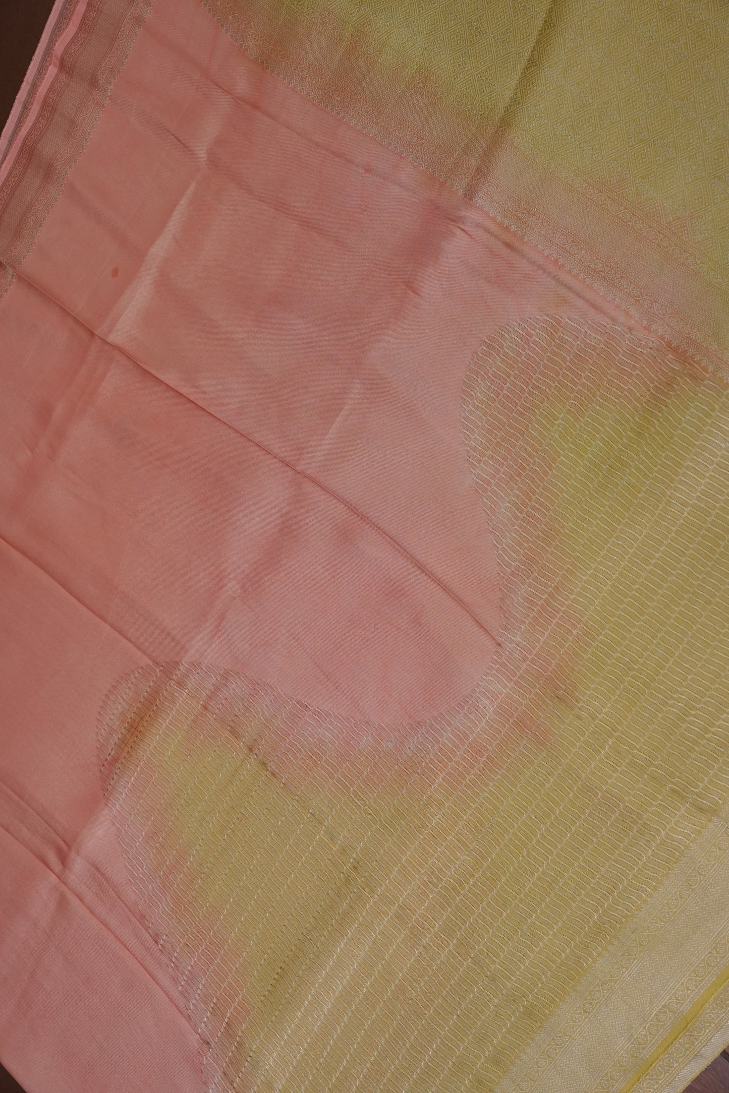 Soft Banarasi Silk Saree - Peach and Green