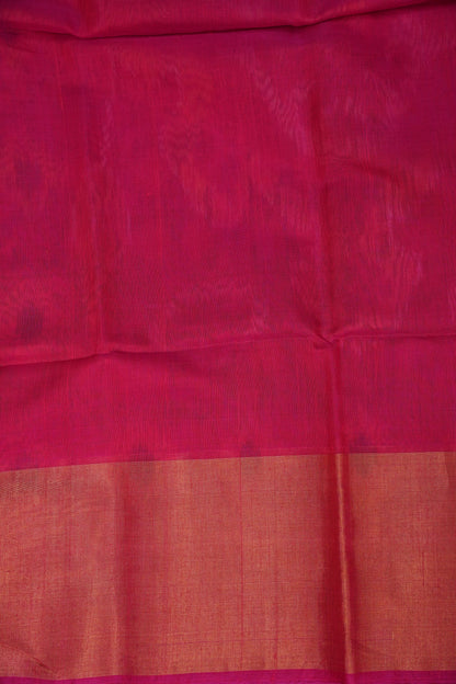 Pure Ikkat Silk Cotton Saree - Mustard & Grey with Pink