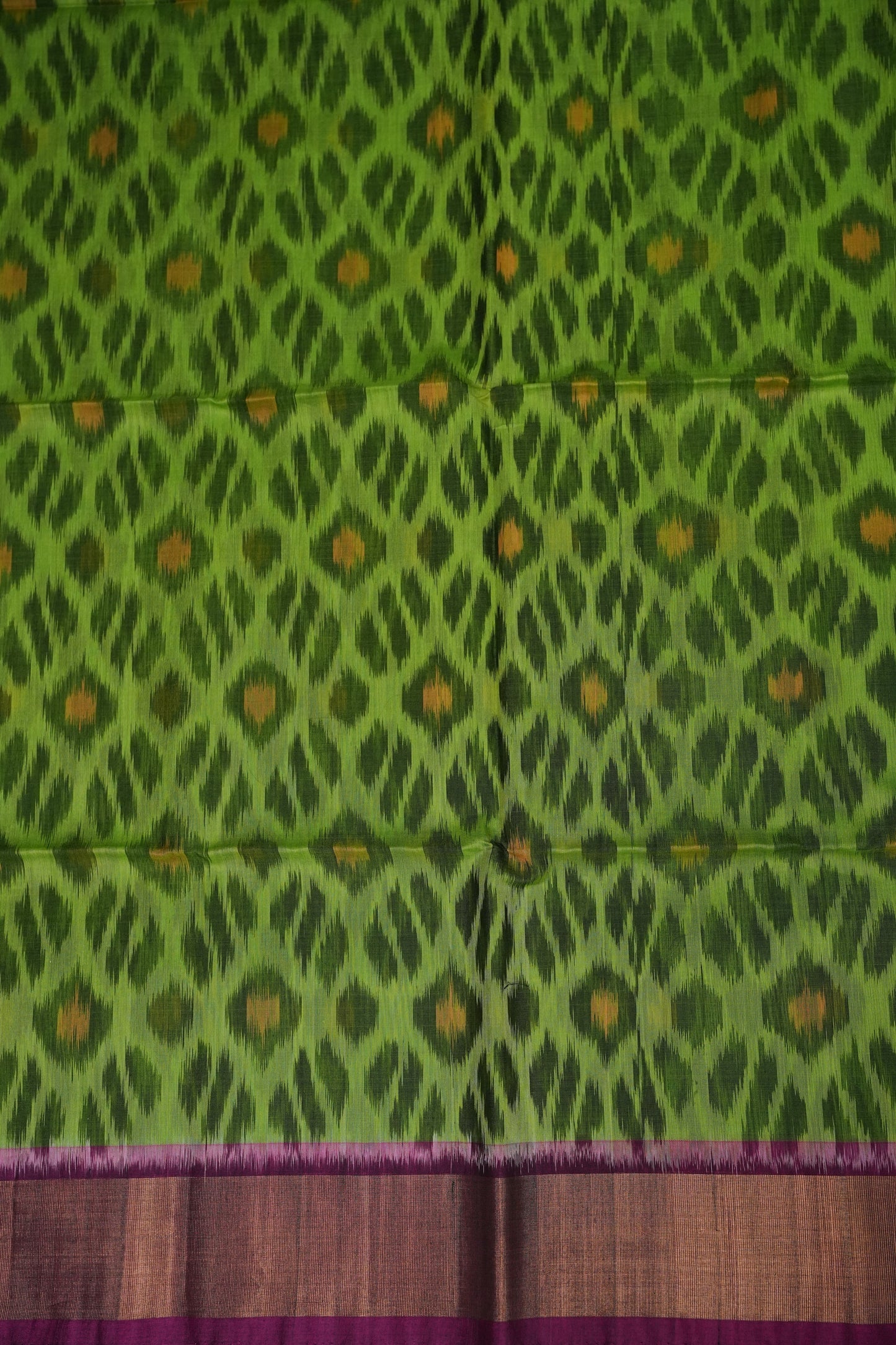 Pure Ikkat Silk Cotton Saree - Green & Purple