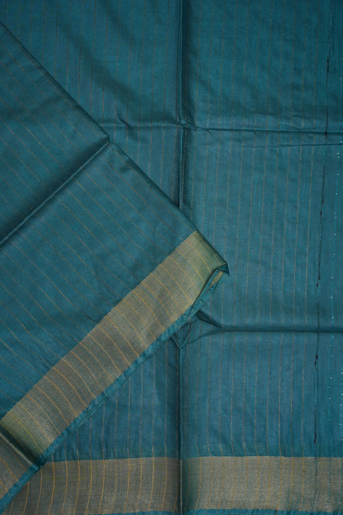 Semi Tussar Staple Saree - Peacock Blue