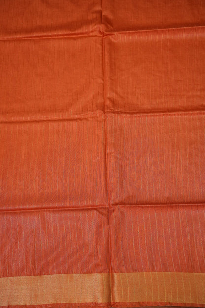 Semi Tussar Staple Saree – Rust